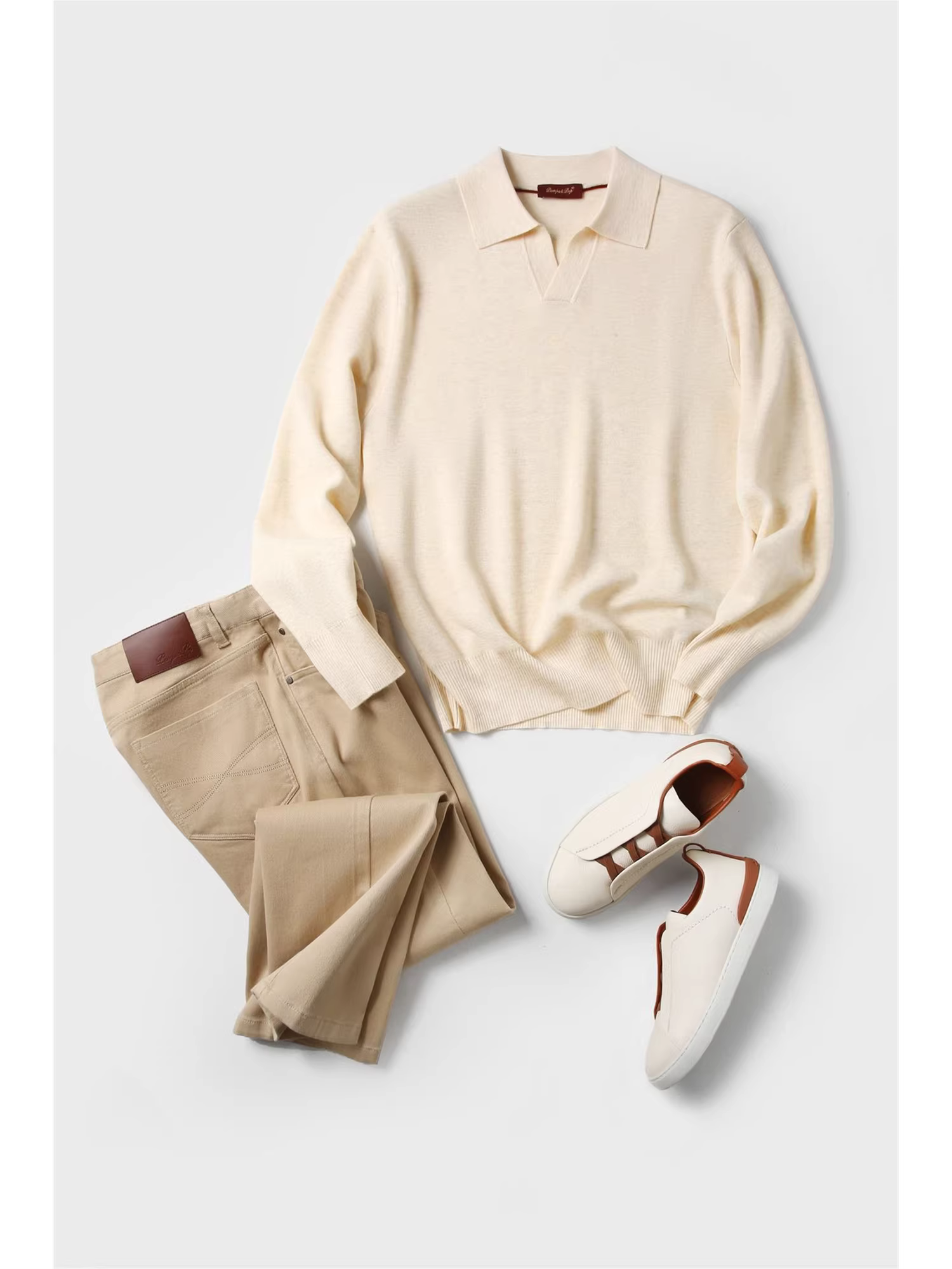 Áo Polo Don Quixote Retro + Len pha! Áo len cổ Polo dệt kim cao cấp mùa Thu/Đông