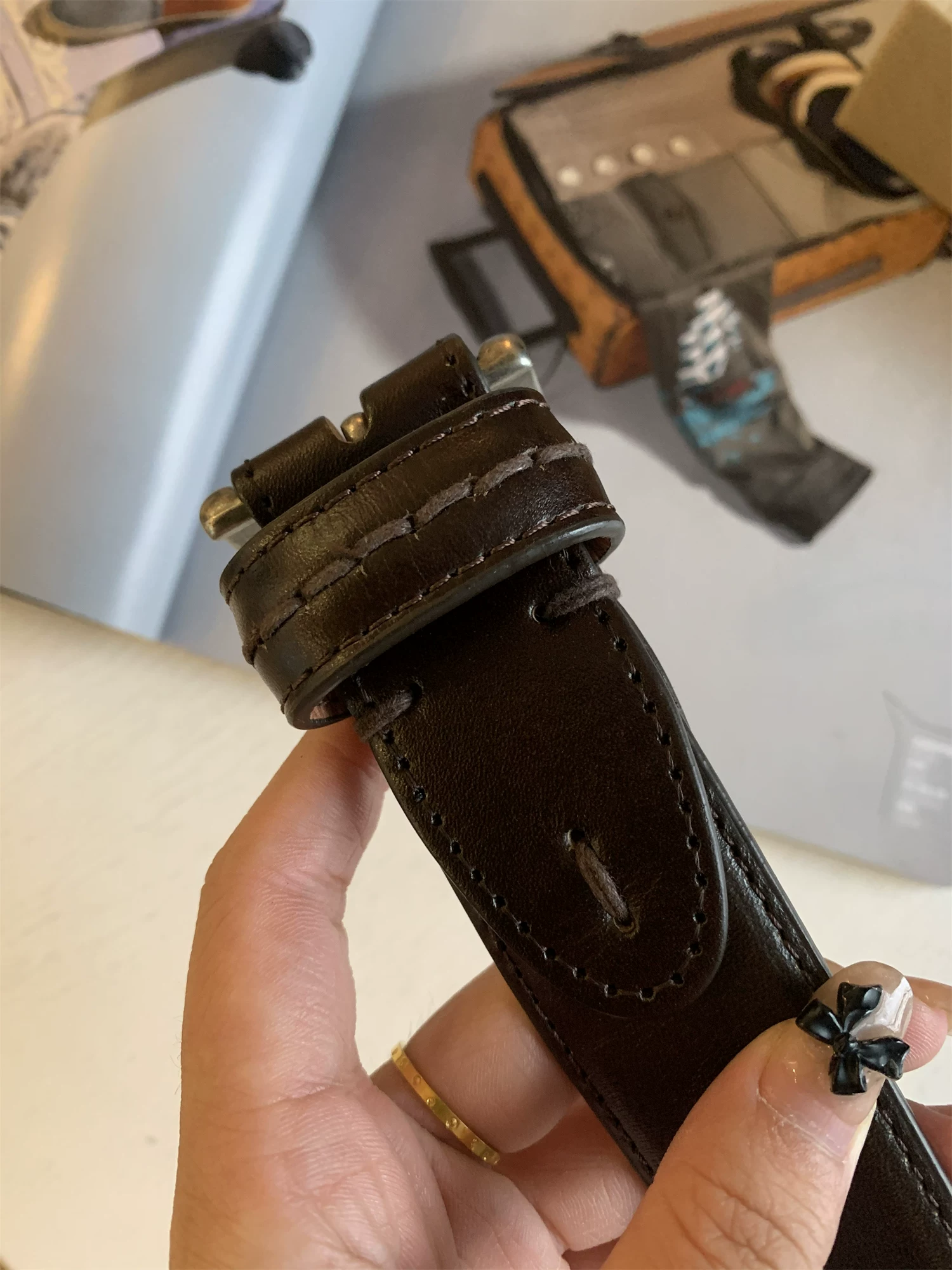 Thắt lưng da bò lớp đầu tiên Don Quixote! Da thuộc thực vật hai mặt! Thắt lưng da nam kiểu doanh nhân, có khóa điều chỉnh.