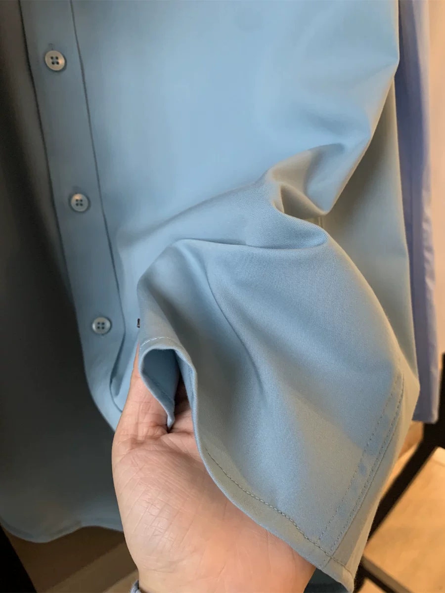 Vải kỹ thuật ba lớp chống thấm Don Quixote! Mềm mịn như lụa và chống nhăn! Áo sơ mi ngắn tay màu trơn mùa hè dành cho nam.