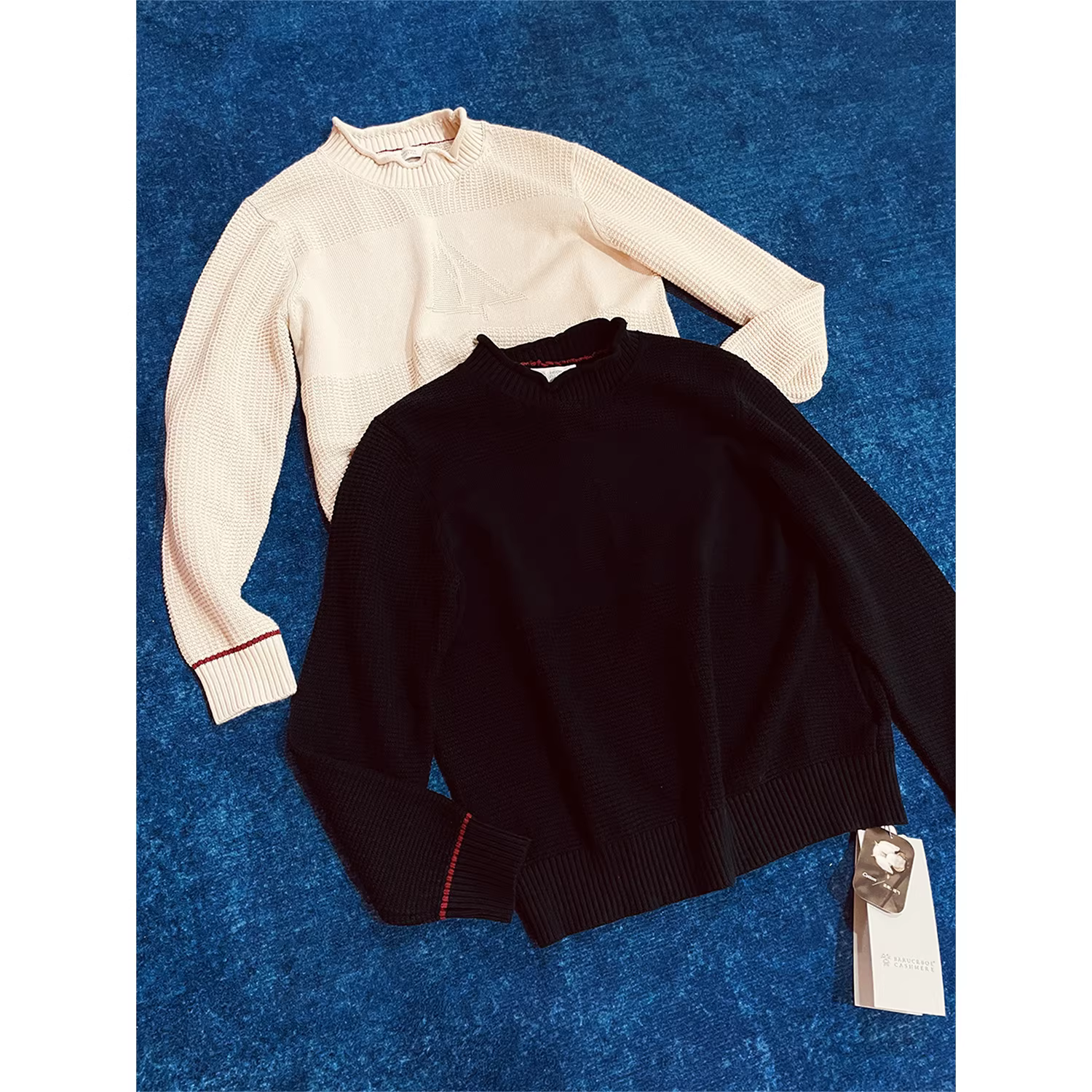 Don Quixote Offline 1W+! Dòng sản phẩm Sailing! Áo len nam dệt kim viền cuốn, chất liệu gân, xu hướng Thu Đông