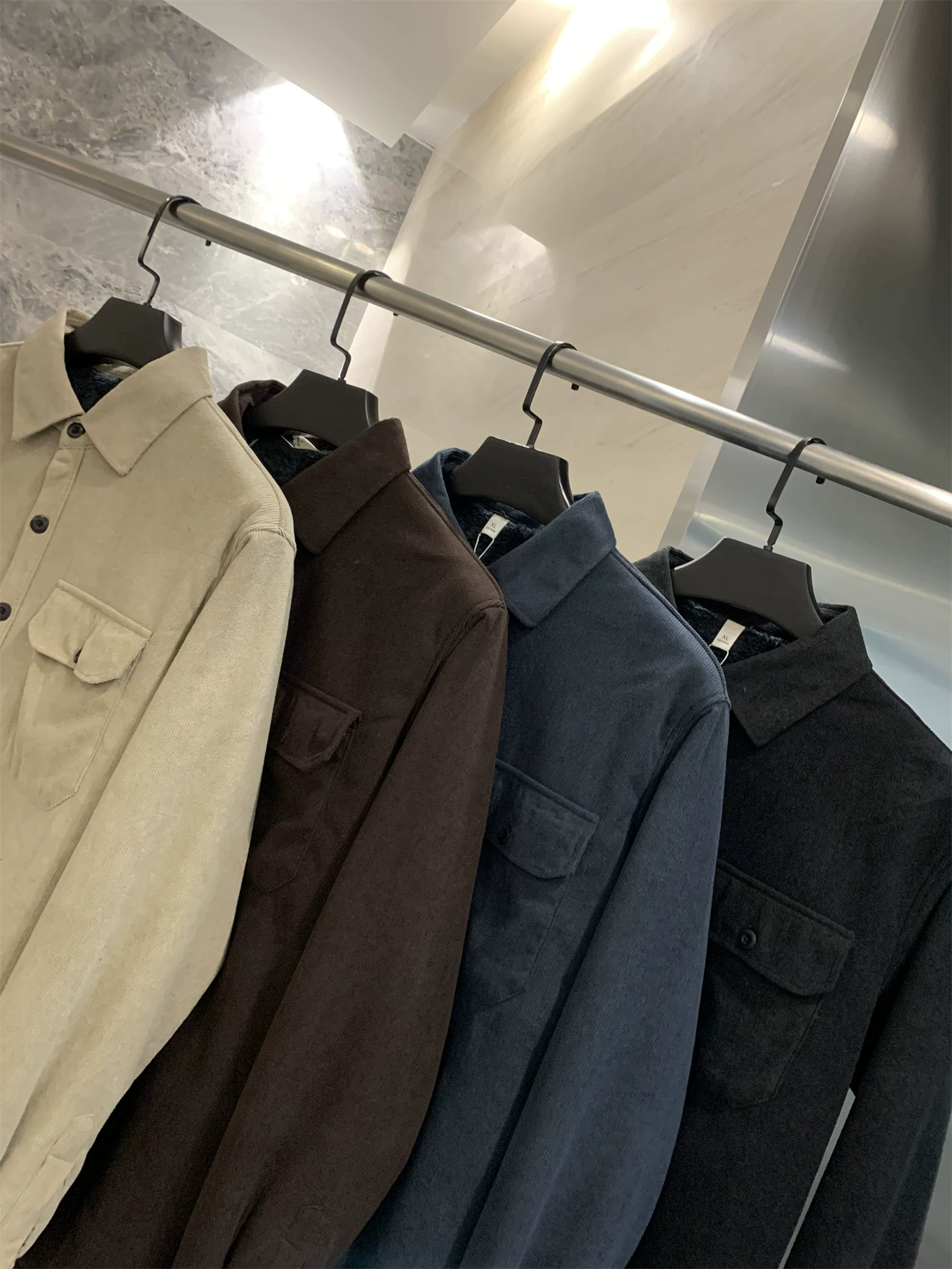 Don Quixote Vertical Stripe! Lớp lót bằng lông cừu tổng hợp! Áo khoác có cổ màu trơn phong cách cổ điển Nhật Bản dành cho nam