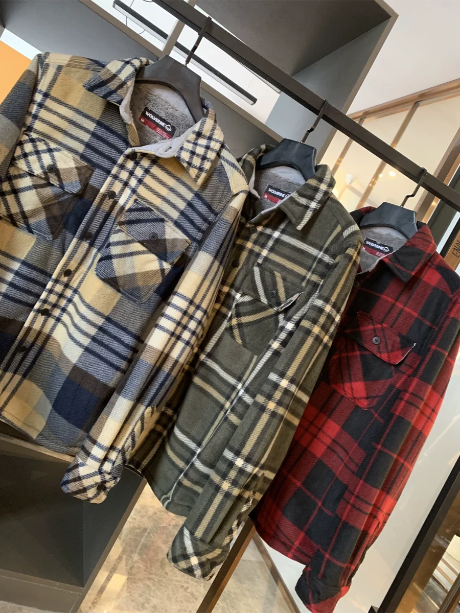 Don Quixote có thể sống sót qua mùa đông ở miền nam! Được lót lông cừu và dày dặn để giữ ấm! Áo khoác kẻ sọc thường ngày bằng vải flannel mùa thu đông dành cho nam.