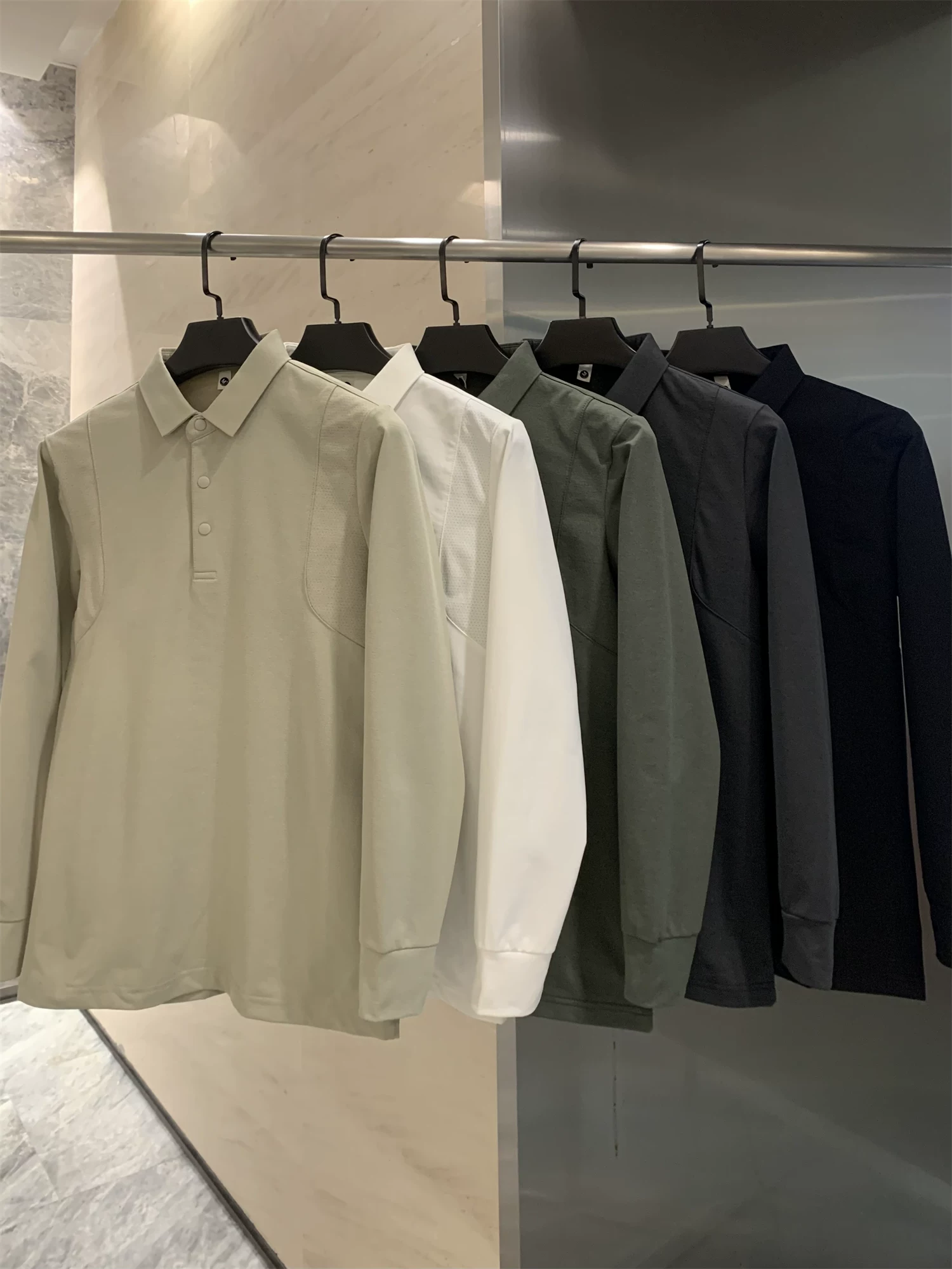 Áo polo nam tay dài, chất liệu thoáng khí, kiểu dáng thể thao và dã ngoại, sản xuất trực tiếp tại xưởng Don Quixote ODM! Khắc laser!