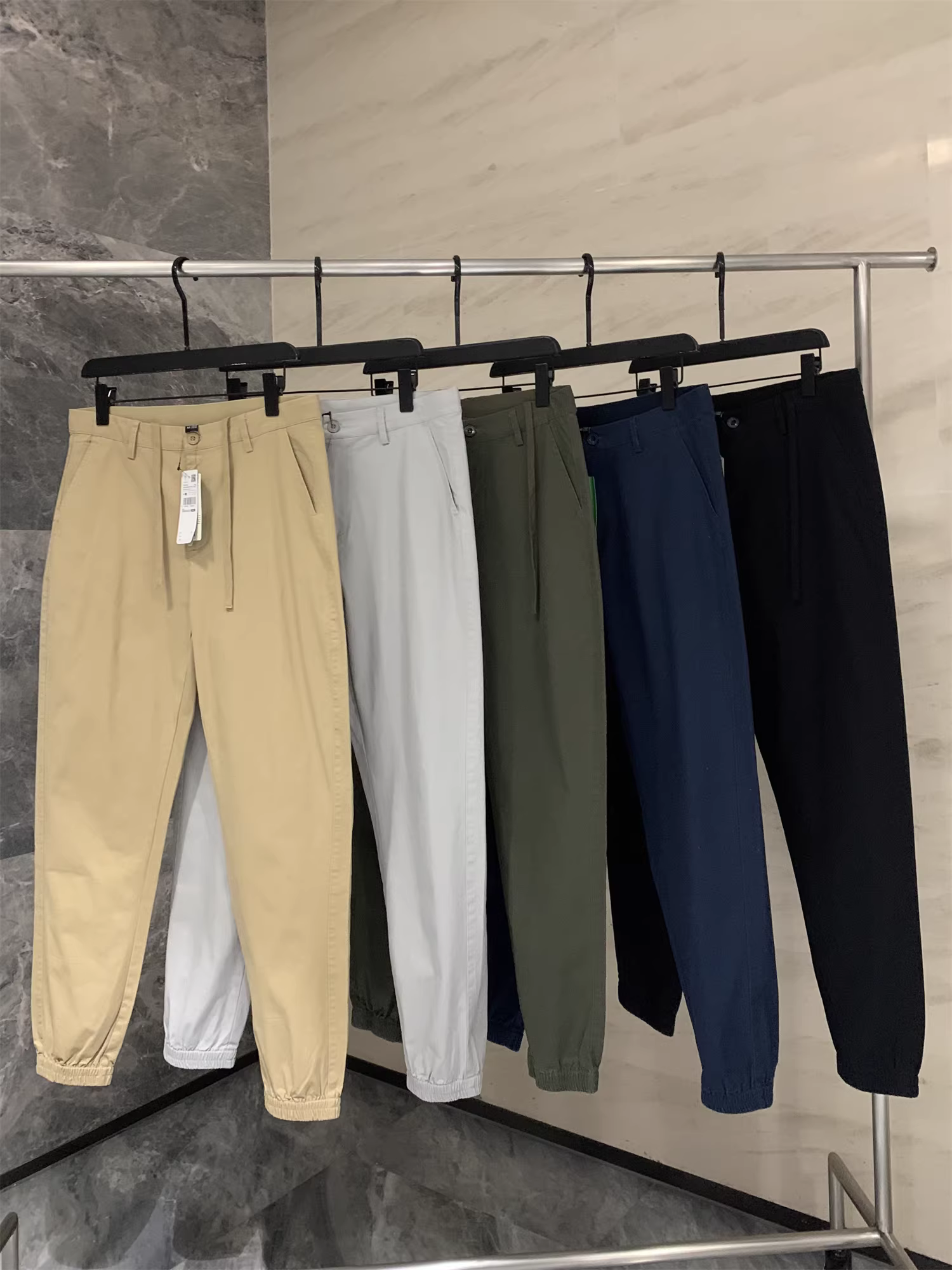Don Quixote là một tác phẩm bất hủ! Chuyuan! Quần dài chất liệu cotton twill pha spandex, bo chun, kiểu dáng thường ngày.