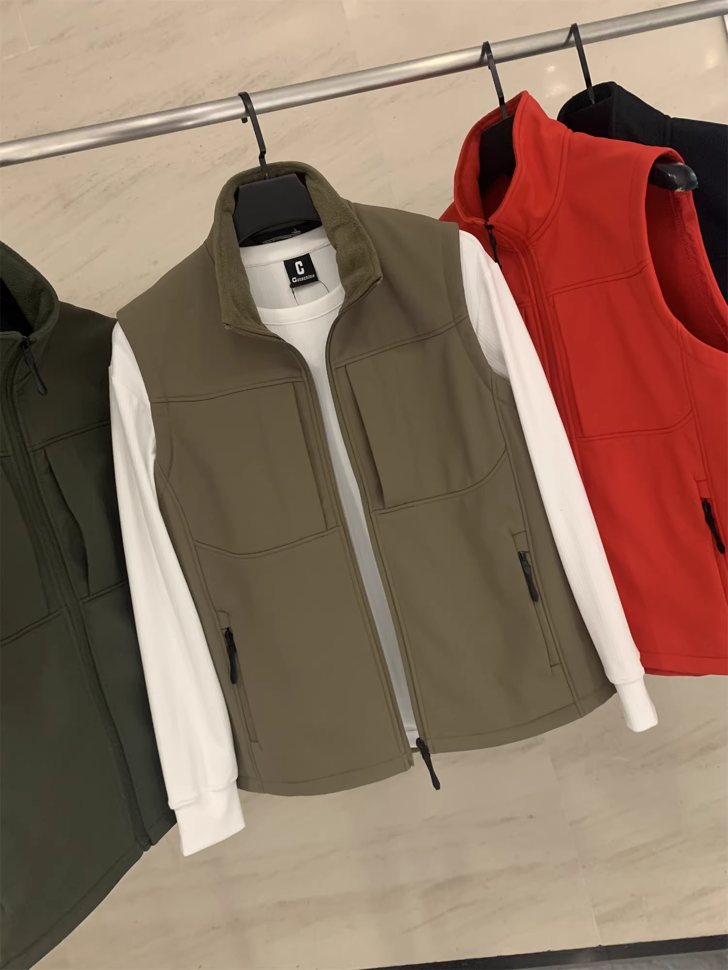 Don Quixote Urban High-end Outdoor! Chống thấm nước, thoáng khí và ấm áp! Áo vest nam lót lông cừu mùa thu.