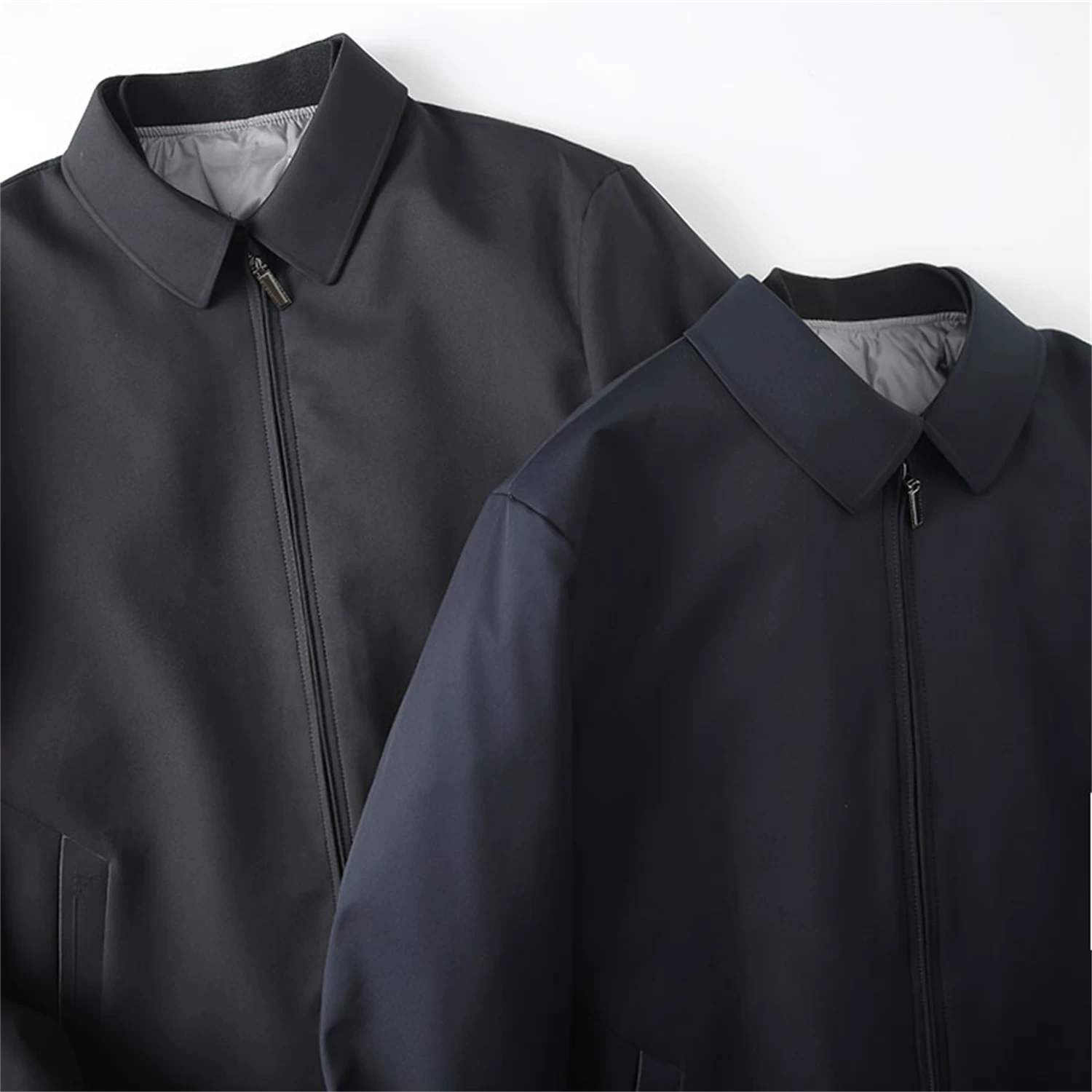 Don Quixote Light Business! Áo khoác lông vũ nam màu trơn ấm áp có cổ, chất liệu lông vịt, mùa thu đông.