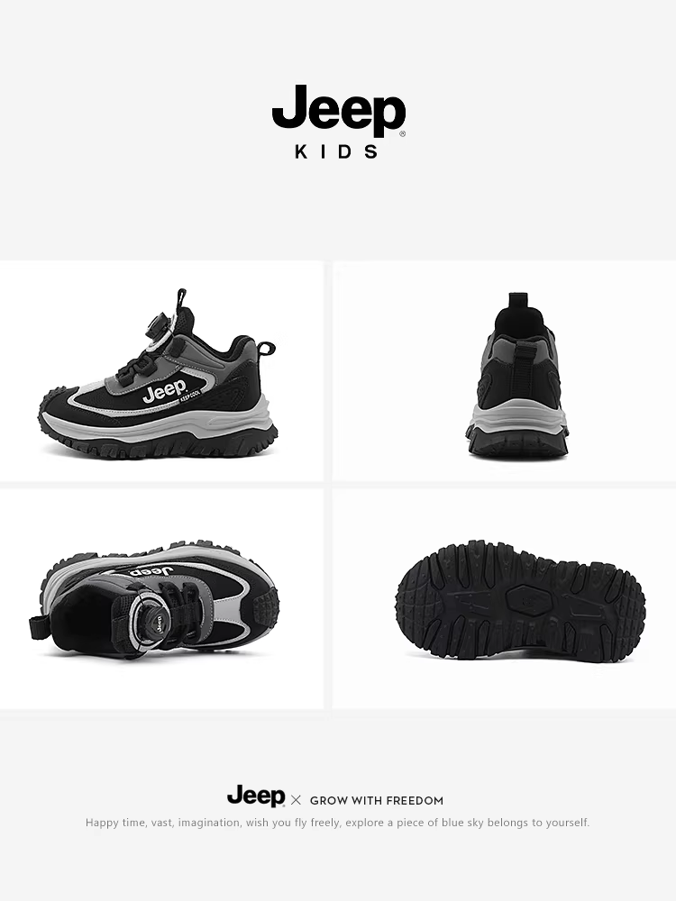 Giày bé trai Jeep có lót lông cừu, giày trẻ em ấm áp, giày thể thao mùa đông mới 2025, giày đi bộ đường dài ngoài trời chống thấm nước cho trẻ em.