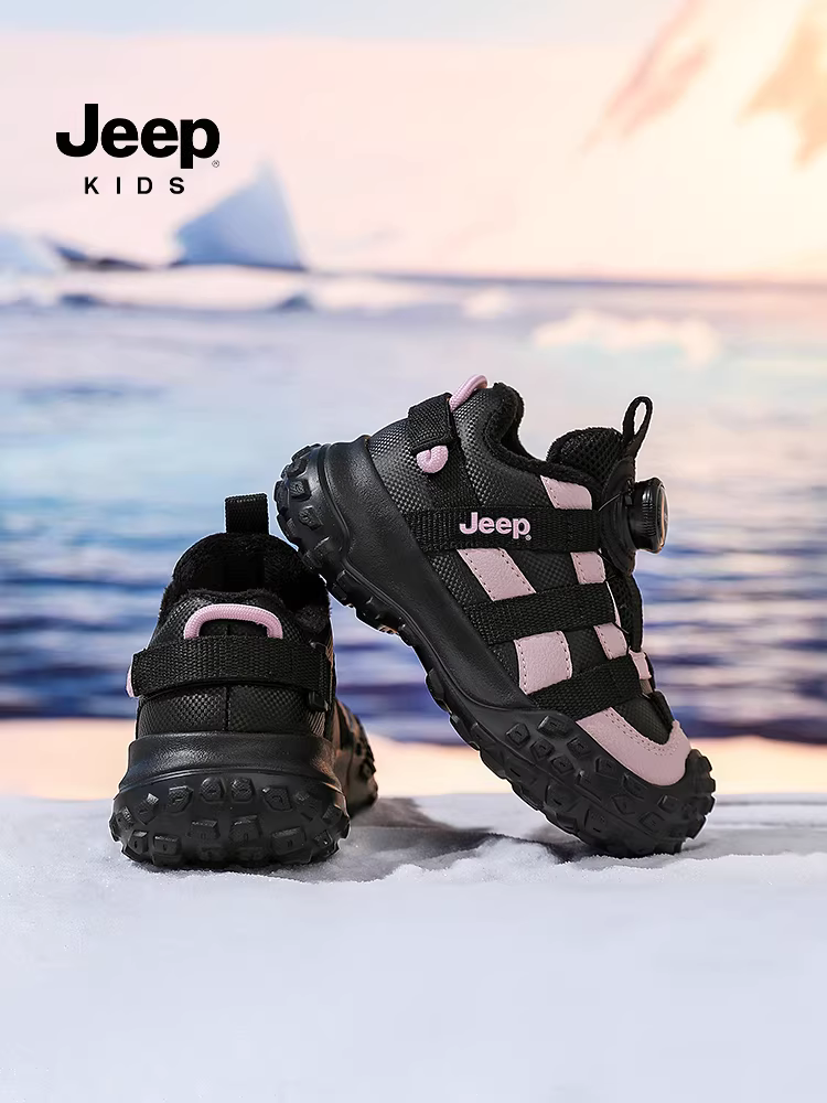 Giày trẻ em gái mùa đông 2025 kiểu mới lót lông cừu đôi lớp cotton giày bố giày trẻ em giày cotton giày thể thao