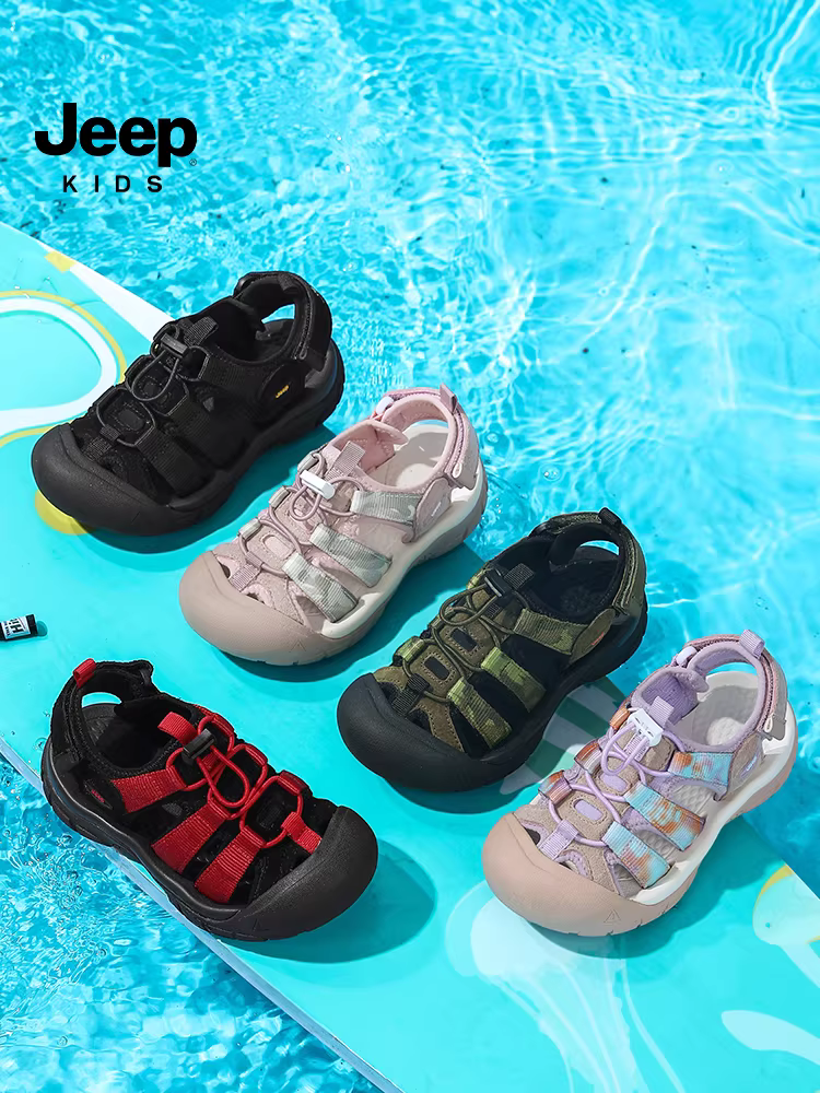 Dép trẻ em Jeep mùa hè 2025 kiểu mới, giày ngoài trời mũi kín chống va đập cho bé trai, giày đi biển, giày đi suối cho bé gái