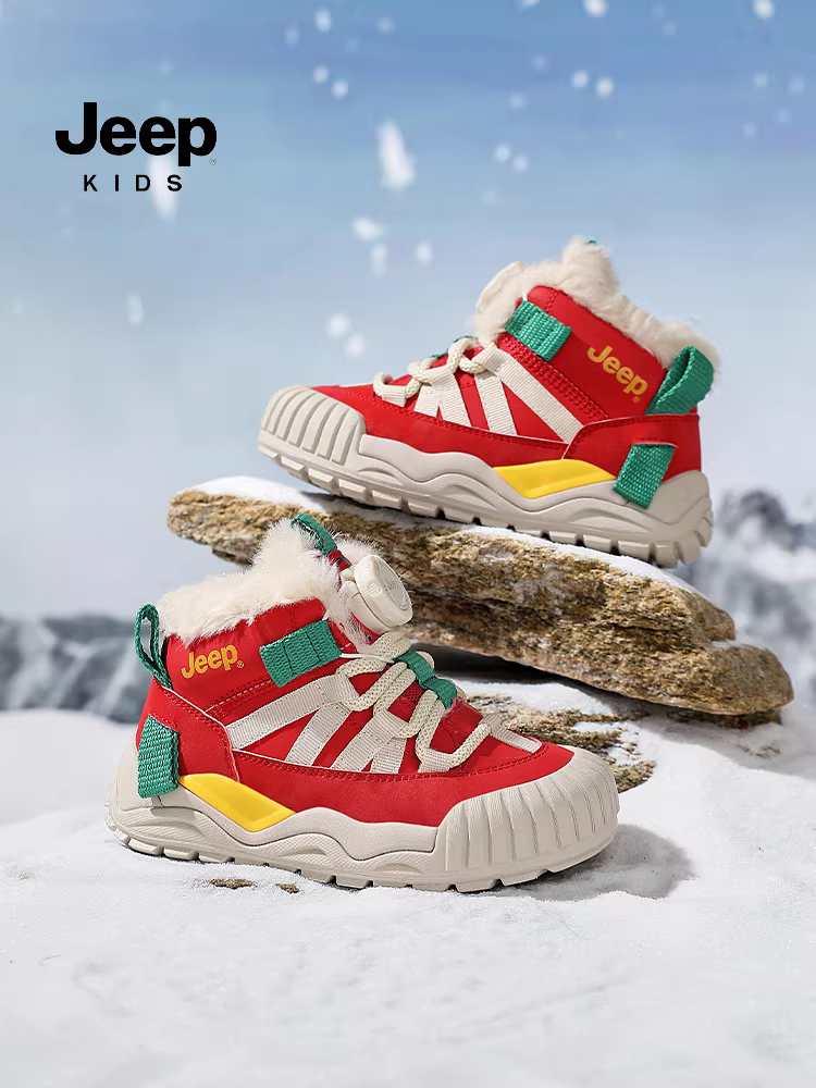 Giày thể thao nam Jeep mùa đông lót lông cừu giày cotton cỡ lớn mẫu mới 2025 dành cho trẻ lớn hơn Giày chạy bộ chống trượt chống mài mòn cho bé gái