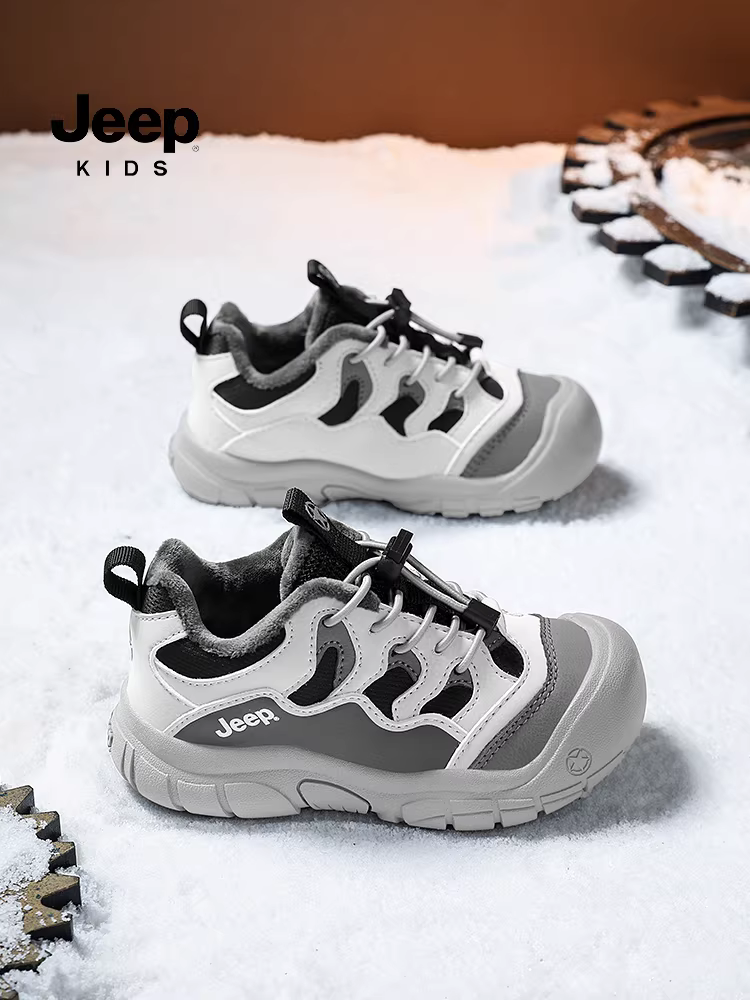 Giày cotton bé trai Jeep giày lót lông cừu mùa đông 2025 giày đi bộ đường dài chống trượt ngoài trời mới giày trẻ em giày thể thao trẻ em