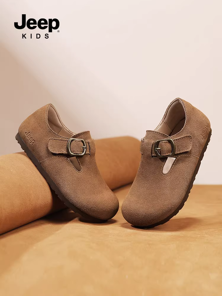 Giày trẻ em Jeep dành cho bé gái, mẫu xuân thu, giày Birkenstock thời trang và đa năng, giày bệt trẻ em mới mùa xuân 2025