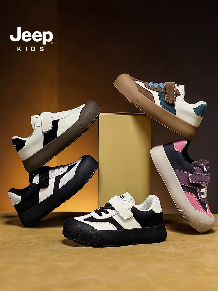 Giày thể thao trẻ em Jeep, kiểu thấp, chống trơn, mùa thu, giày bệt, mẫu mới xuân thu 2024, giày tập luyện trẻ em