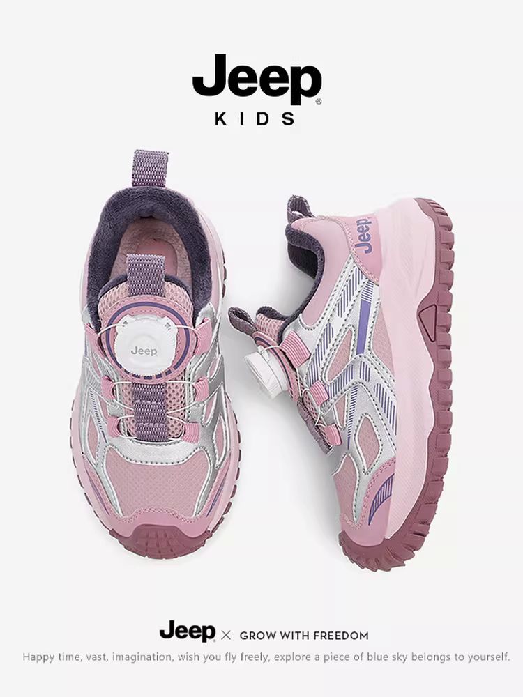 Giày thể thao lót lông cừu giữ ấm mùa đông cho trẻ em Jeep 2025, giày chạy đa năng mới dành cho trẻ lớn, giày cotton đôi cho bé gái