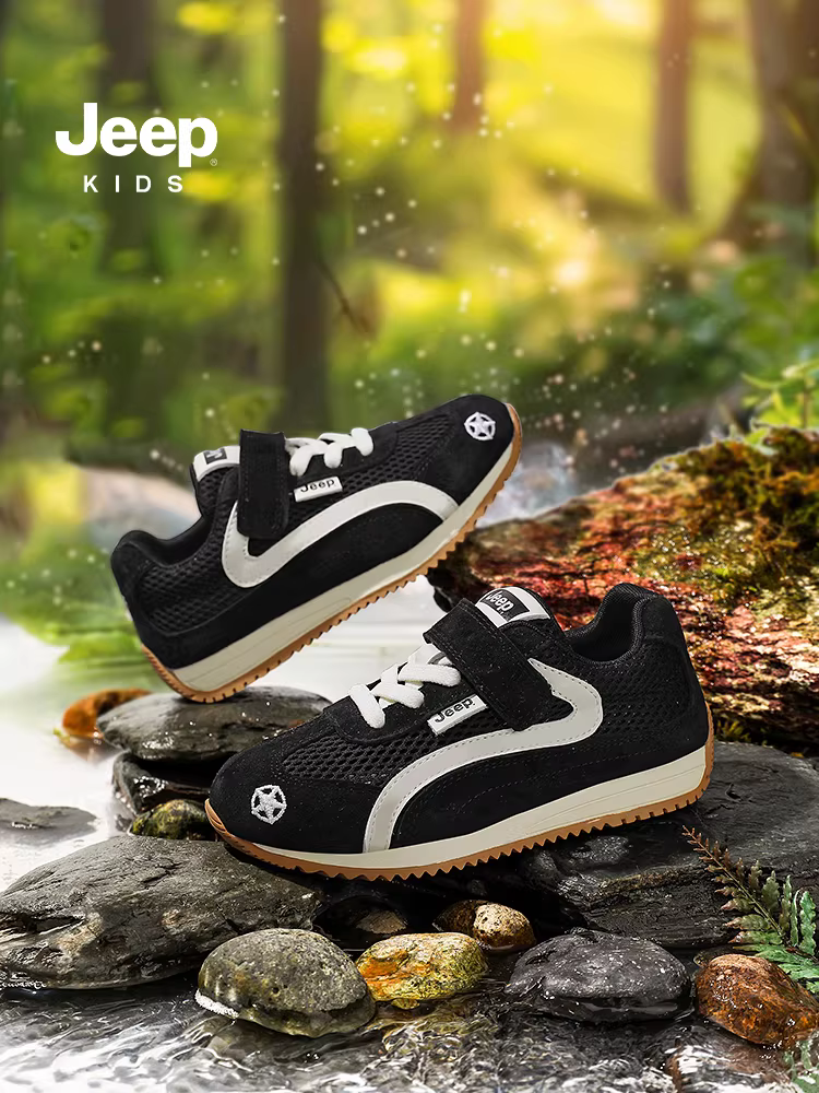 Giày trẻ em Jeep, giày bố, mẫu mới 2025, nhẹ, kiểu Forrest Gump, giày mềm đế mềm cho bé gái, giày thể thao thoáng khí cho bé trai mùa hè