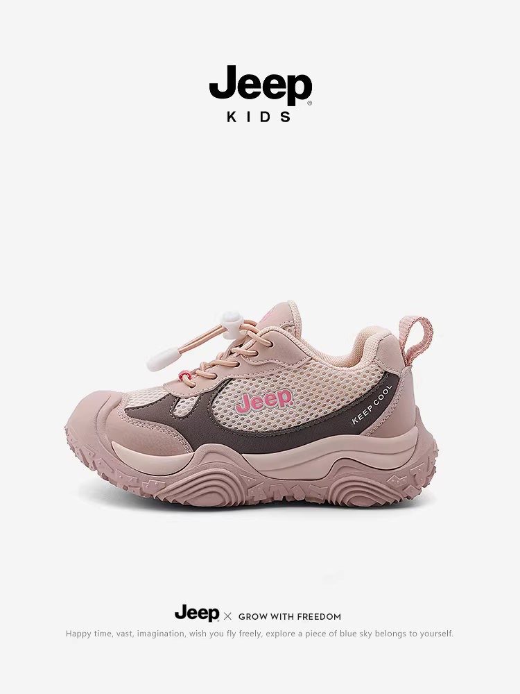Giày trẻ em Jeep, giày nữ, mẫu mới thu đông 2025, giày đi bộ ngoài trời, giày đi bộ đế mềm, giày thể thao lưới trẻ em