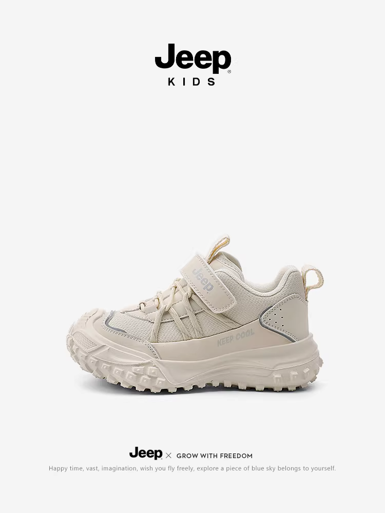 Giày thể thao nữ Jeep, mẫu thu đông 2024, giày da trắng trẻ em, giày chạy bộ kiểu bố, mẫu da xuân thu.