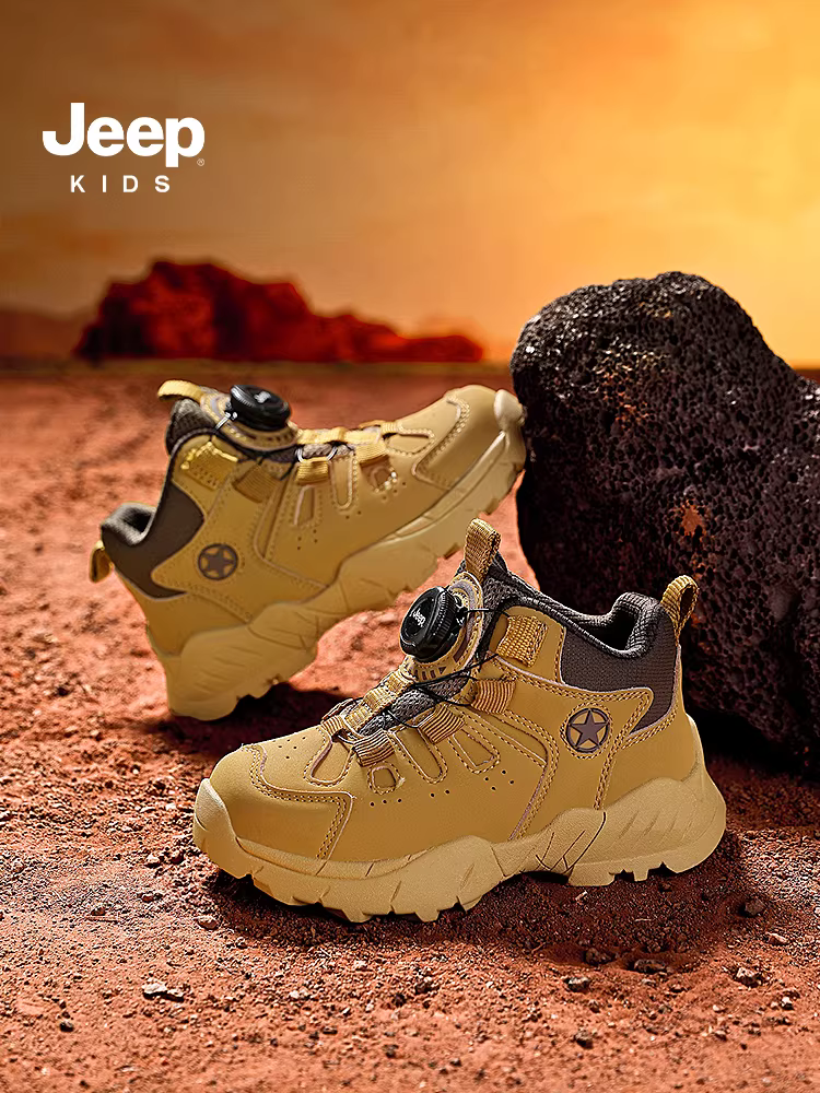 Giày trẻ em Jeep mùa thu đông 2024, giày leo núi ngoài trời chống thấm nước mới, có khóa cài, giày thể thao trẻ em