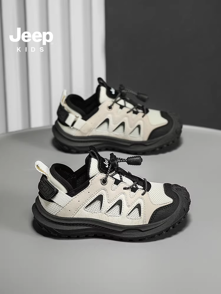 Giày trẻ em Jeep, giày thể thao bé trai, đế mềm, thoáng khí, chất liệu lưới, mùa xuân thu 2025, mẫu mới hè, giày lười trẻ em