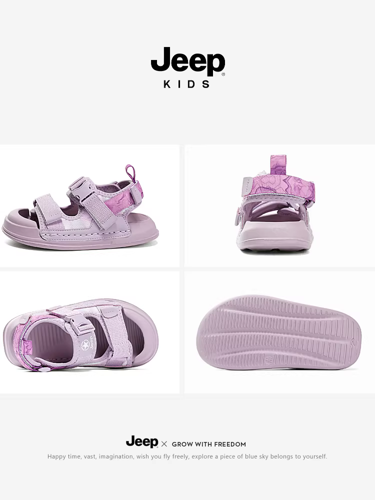 Dép thể thao trẻ em Jeep mùa hè 2025 mẫu mới, dép đi biển chống trơn mũi kín dành cho bé gái lớn tuổi