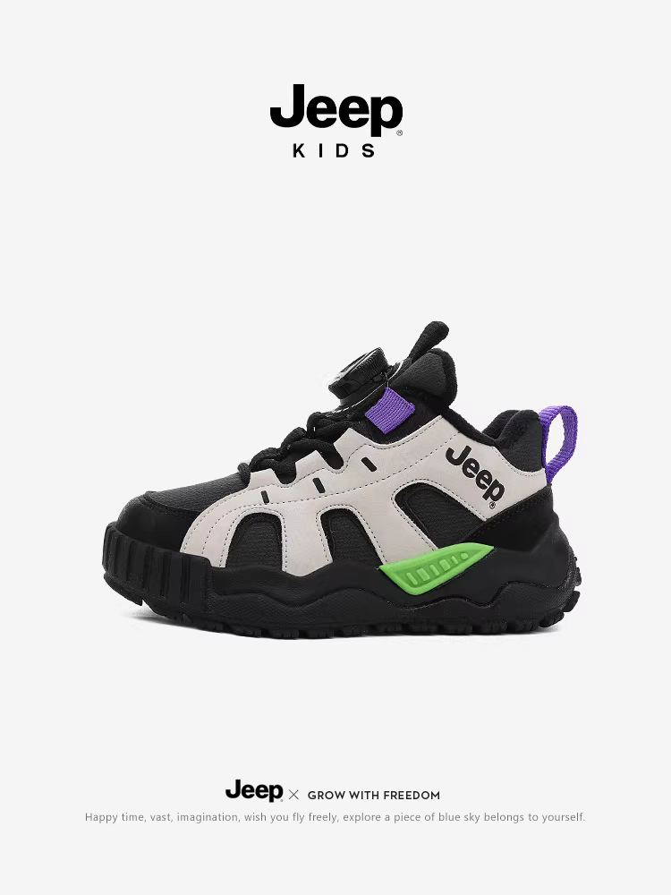 Giày bé trai Jeep có lót lông cừu, giày cotton đôi, giày thể thao mùa đông mới 2025, giày thể thao trẻ em chống thấm nước, giày trẻ em ấm áp.