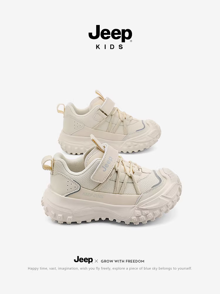 Giày thể thao nữ Jeep, mẫu thu đông 2024, giày da trắng trẻ em, giày chạy bộ kiểu bố, mẫu da xuân thu.
