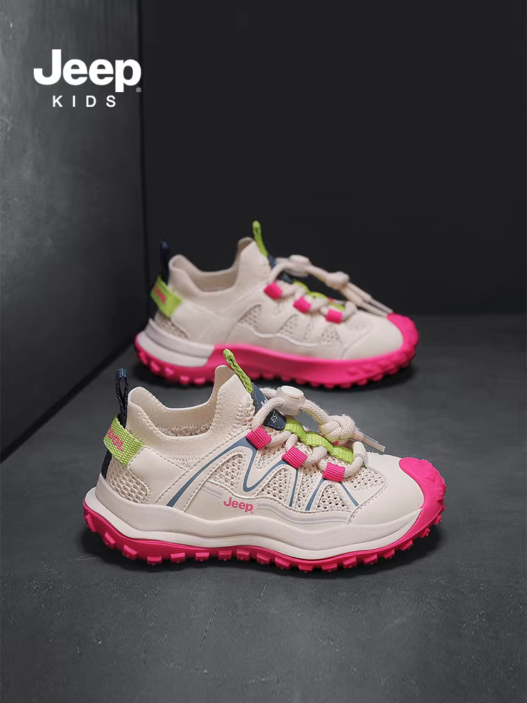 Giày thể thao trẻ em Jeep, giày lưới cho bé trai, mùa xuân thu 2024, giày chạy bộ kiểu lười mới cho bé lớn, giày bố cho bé gái