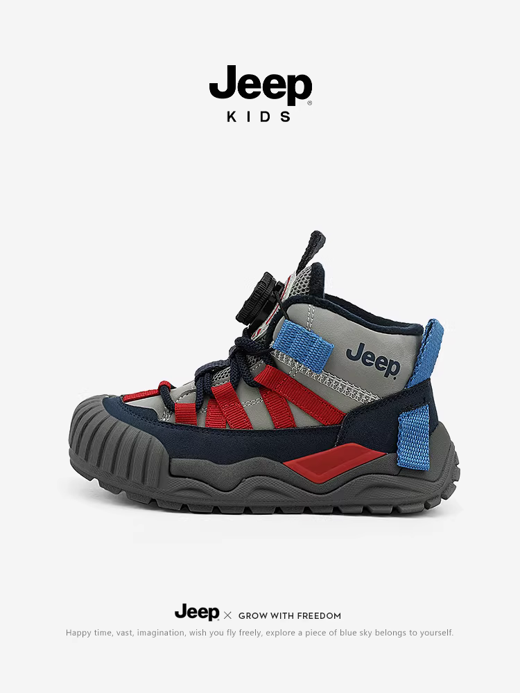 Giày trẻ em Jeep lót lông cừu, giày trẻ em chống thấm dày dặn mới mùa đông 2025, giày thể thao trẻ em nữ.