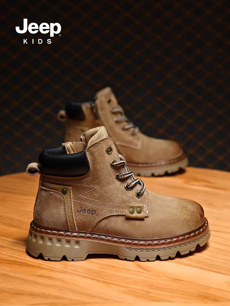 Giày bảo hộ trẻ em Jeep Giày bốt nam phong cách Anh Quốc Giày bốt ngắn nữ kiểu mới 2025 Giày bốt da thật dành cho học sinh tiểu học