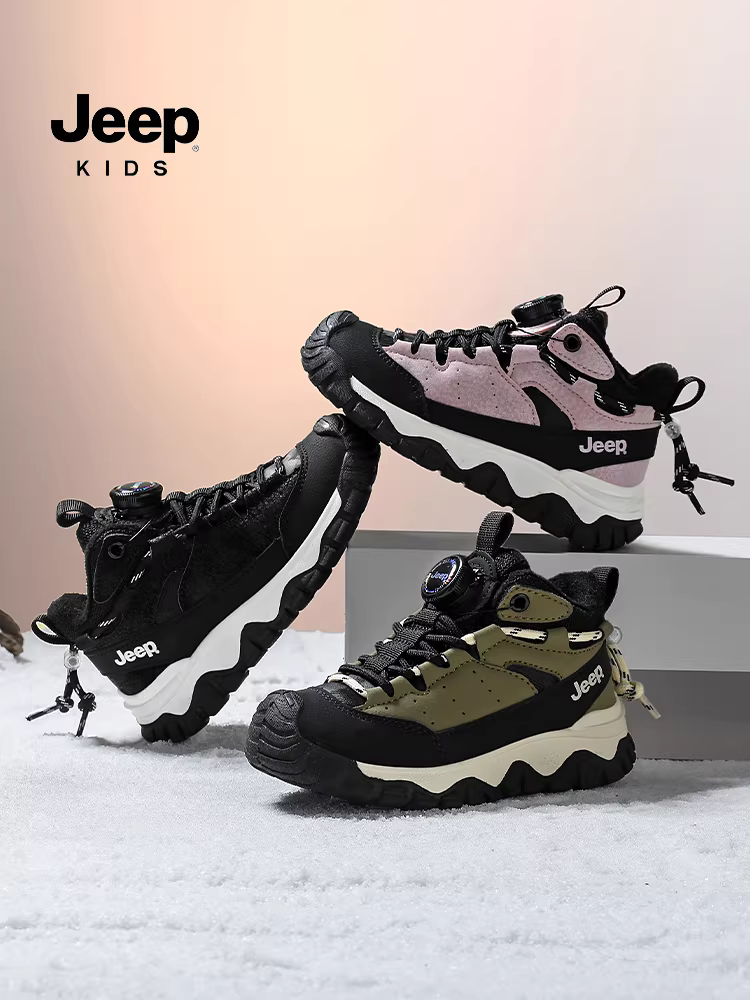 Giày trẻ em Jeep, giày thể thao bé trai có lót lông cừu, mẫu mới mùa đông 2025, giày trẻ em lót bông đôi, giày bố bé trai