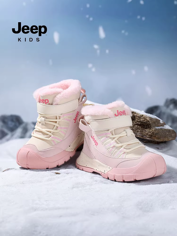 Giày bốt cotton mùa đông giữ ấm chống thấm nước lót lông cừu cho bé trai Jeep, kiểu dáng mới 2025