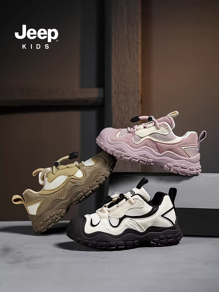 Giày trẻ em Jeep dành cho bé trai và bé gái, giày thể thao đế mềm thoáng khí, kiểu dáng mới mùa thu 2024, giày thường chống trơn trượt và chống mài mòn cho trẻ nhỏ và trẻ trung bình
