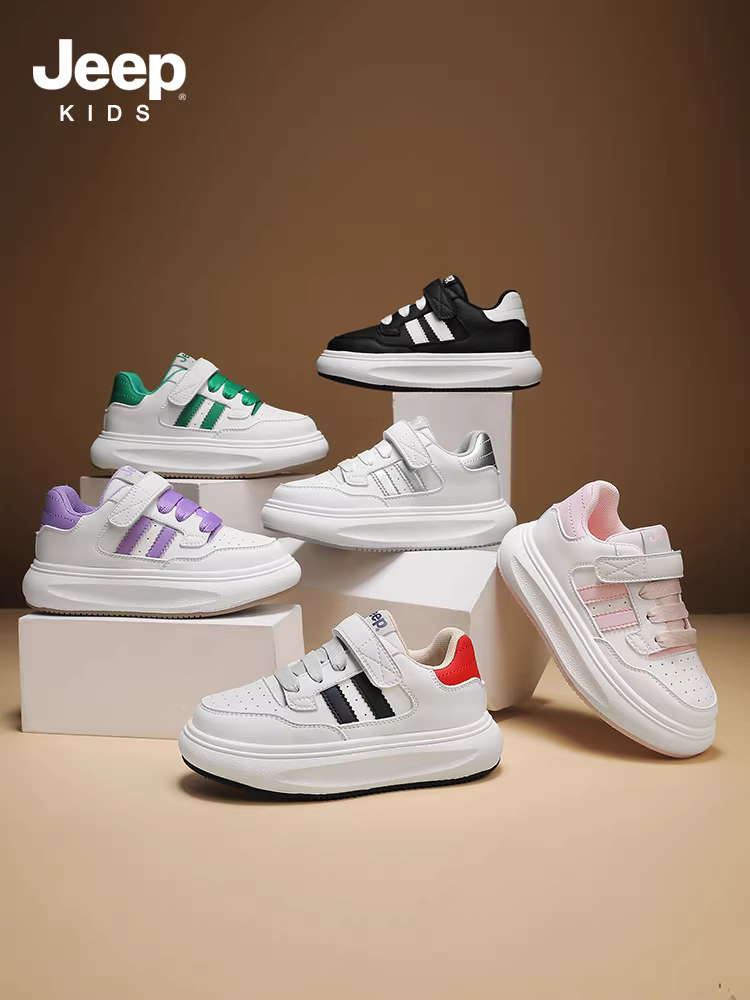Giày trẻ em Jeep, giày trắng trẻ em, giày nam, kiểu mới xuân thu 2025, giày thể thao trắng học sinh nữ