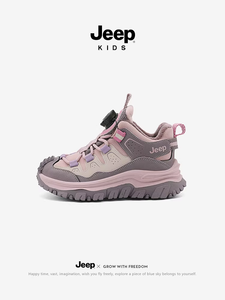 Giày trẻ em Jeep dành cho bé gái, giày thể thao giữ ấm lót lông cừu mùa đông, mặt da, giày cotton đôi cho trẻ em, mẫu giày mới 2025 dành cho bé trai.