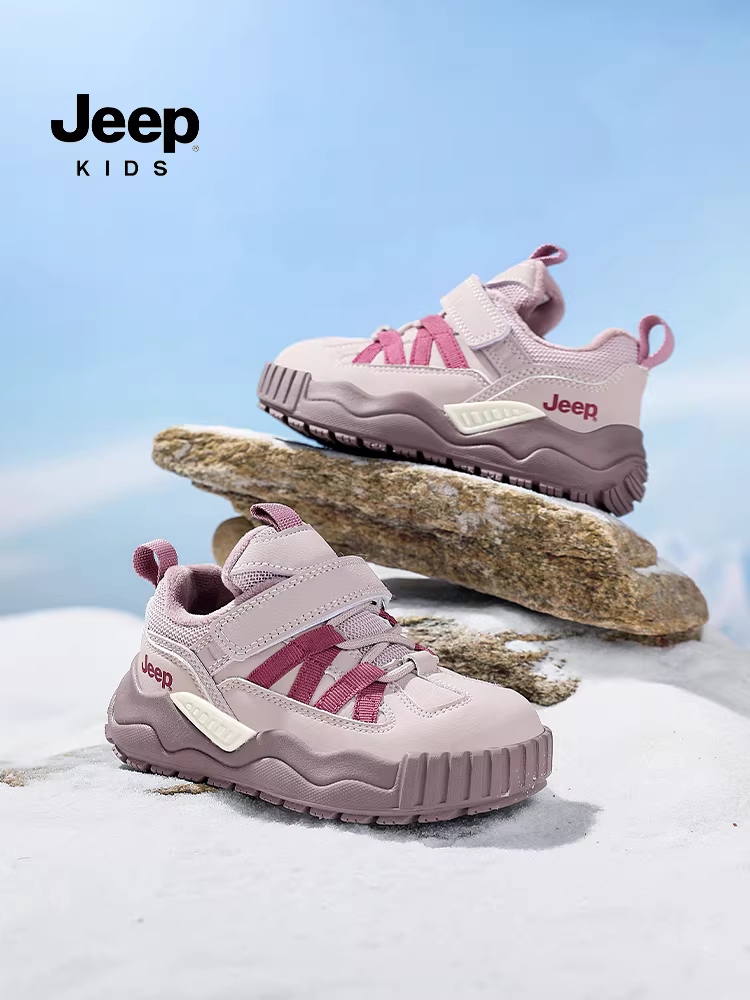 Giày thể thao lót lông mùa đông cho trẻ em Jeep 2025 mẫu mới giày đi bộ đường dài cho bé gái giày cotton ấm áp chống trượt cho trẻ lớn hơn