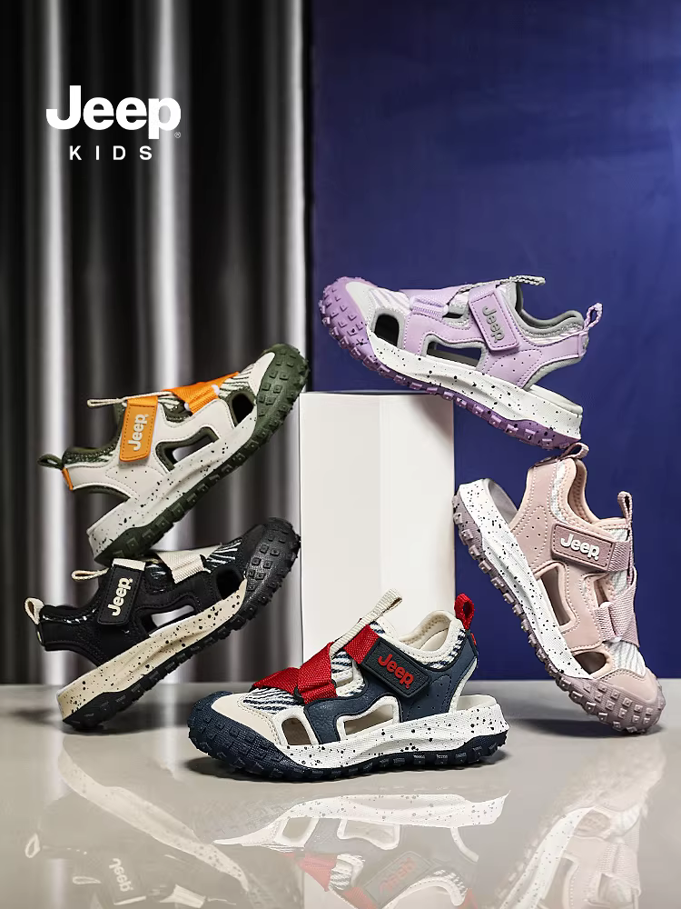 Dép thể thao trẻ em Jeep kiểu mùa hè, giày nước mũi kín, mẫu mới hè 2025, đế mềm, giày đi biển cho bé trai