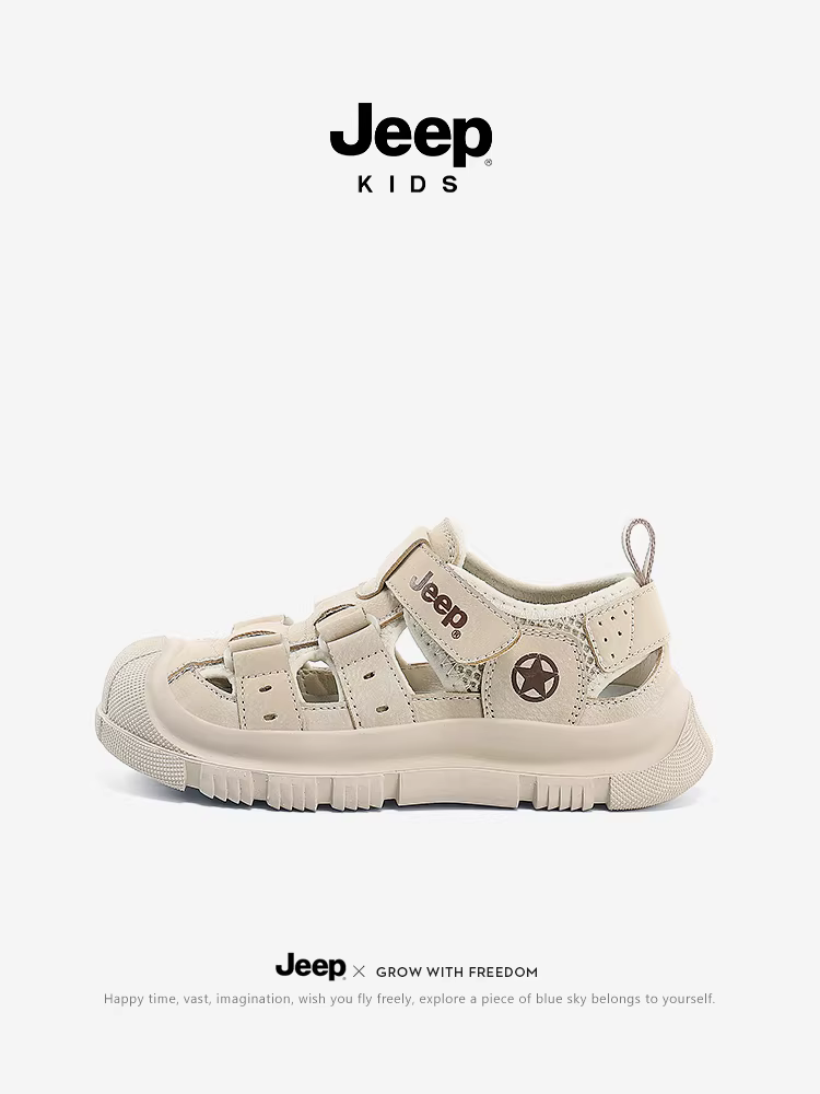 Giày đi biển trẻ em Jeep dép sandal bé trai 2025 mùa hè mới đế mềm mũi kín giày nhẹ có khóa dán cho bé gái