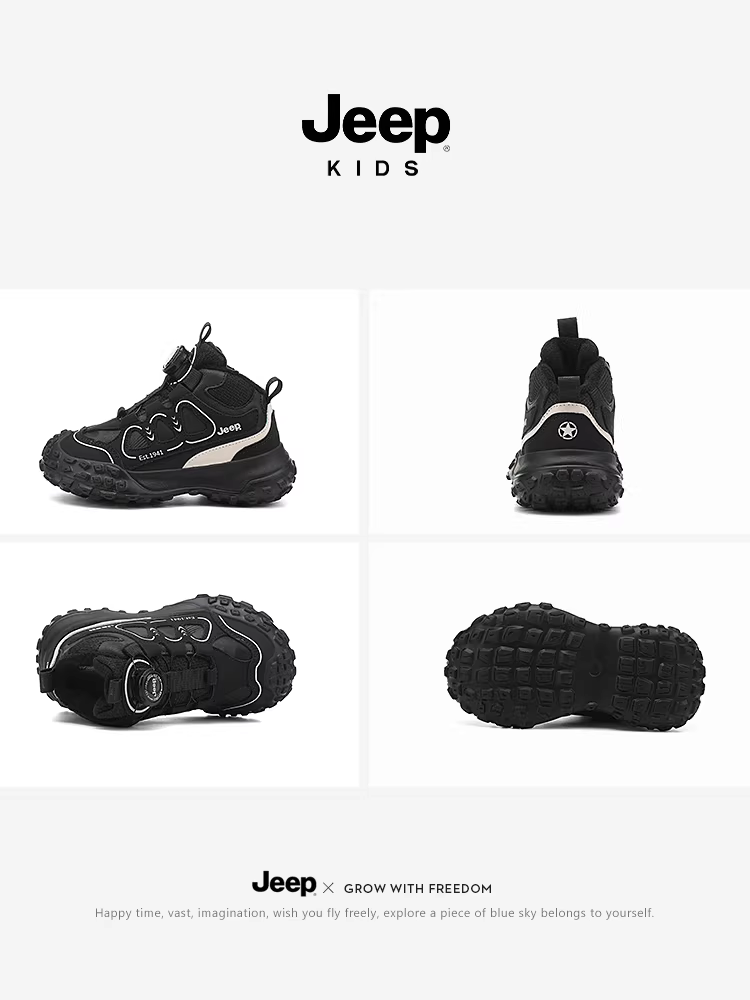 Giày thể thao mùa đông da lộn lót lông cừu cho bé trai Jeep 2025, giày cao cổ mới, giày cotton cho trẻ em