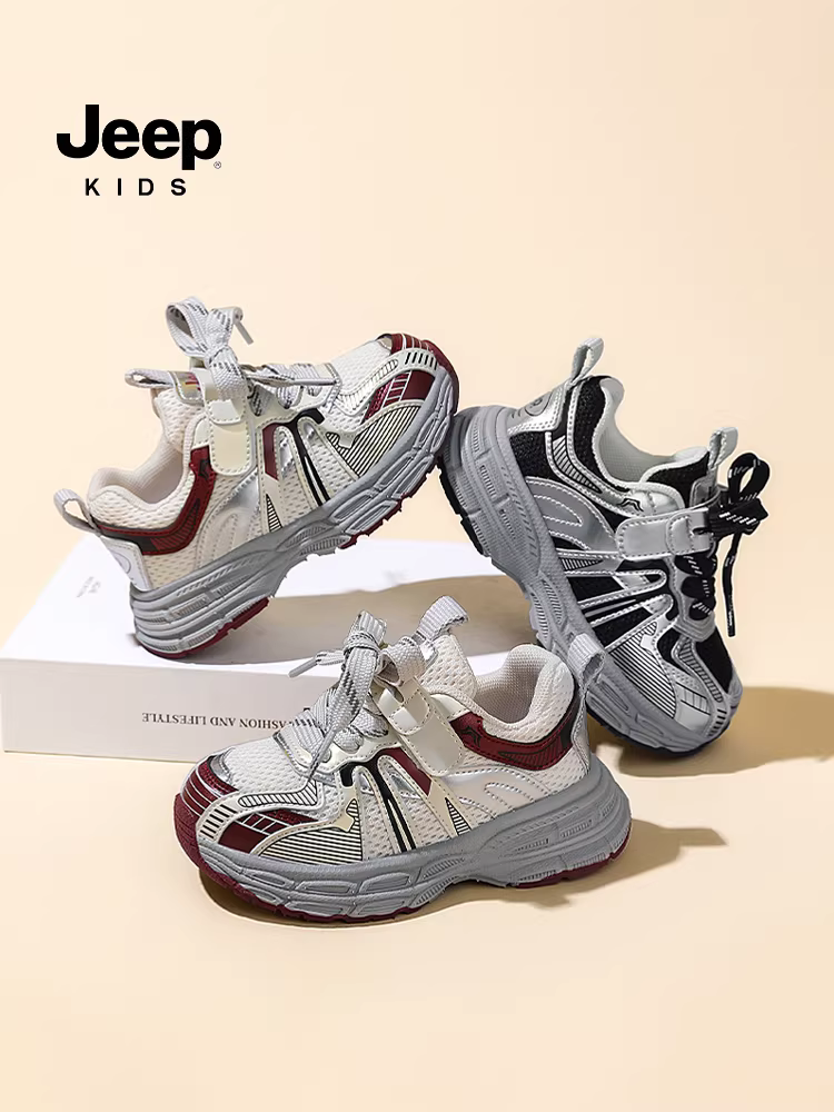 Giày trẻ em Jeep, giày bố trẻ em, giày thể thao lưới thời trang cho bé trai và bé gái, giày thể thao ngoài trời mùa xuân 2025 mới