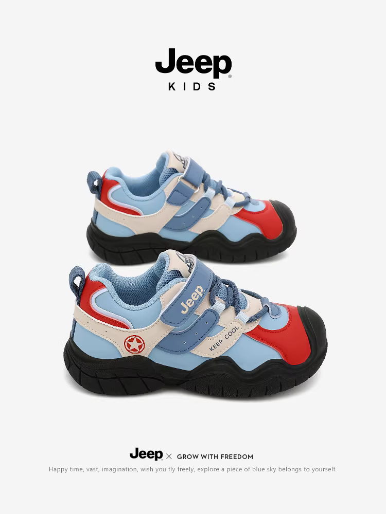 Giày thể thao trẻ em Jeep, giày bé trai, giày bé gái mùa thu 2025 kiểu mới, giày chạy bộ trẻ em bằng da