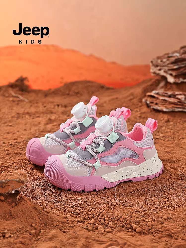 Giày thể thao nhẹ dành cho bé gái của hãng Jeep, đế mềm, thoáng khí, có khuy, giày trẻ em mùa xuân thu mới 2025 dành cho bé trai, chống đá.