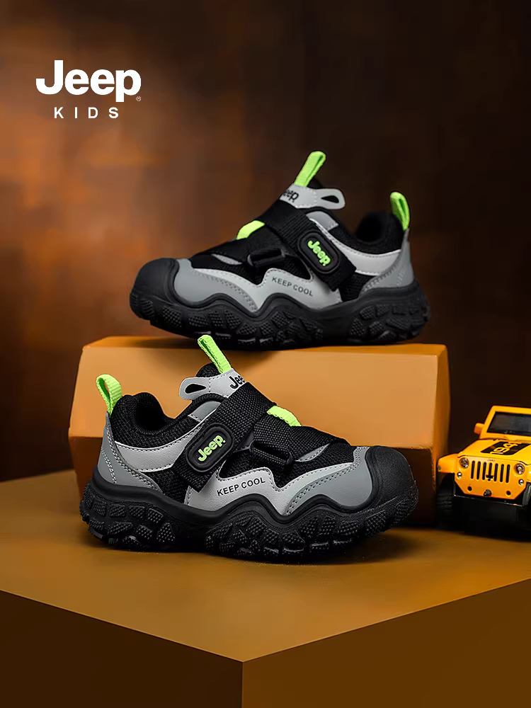 Giày trẻ em Jeep, giày thể thao bé trai, giày đi bộ ngoài trời lưới thoáng khí mới mùa thu 2025, giày bé gái