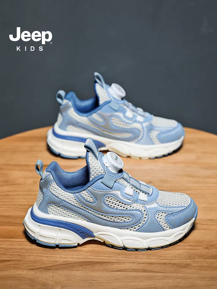 Giày trẻ em Jeep giày bé trai giày lưới 2024 mẫu mới khóa núm giày bố giày đế mềm giày chạy bộ giày thể thao trẻ em