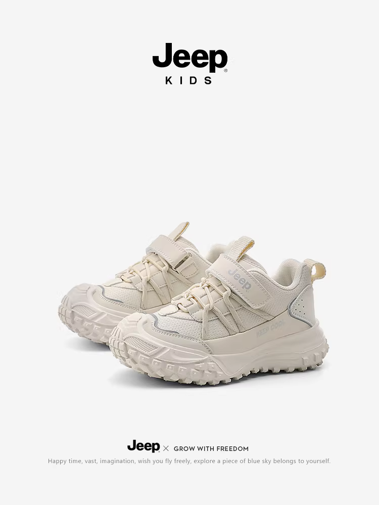 Giày thể thao nữ Jeep, mẫu thu đông 2024, giày da trắng trẻ em, giày chạy bộ kiểu bố, mẫu da xuân thu.