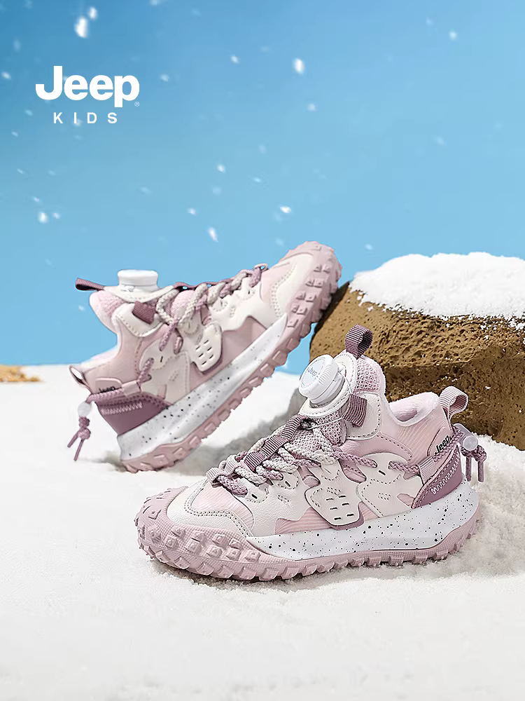 Giày trẻ em Jeep, giày nam, giày thể thao trẻ em lót lông mùa đông, giày cotton giữ ấm chống thấm nước mới năm 2025 dành cho bé gái.