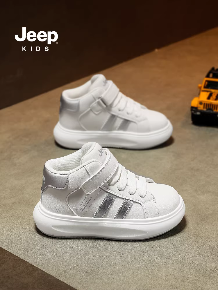 Giày thể thao cổ cao màu trắng cho bé gái, mùa thu đông 2025, giày chạy bộ đế mềm mới, giày thể thao cho bé trai