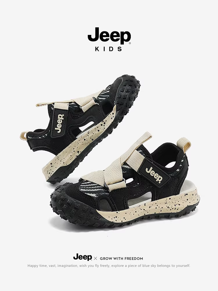 Dép thể thao trẻ em Jeep kiểu mùa hè, giày nước mũi kín, mẫu mới hè 2025, đế mềm, giày đi biển cho bé trai