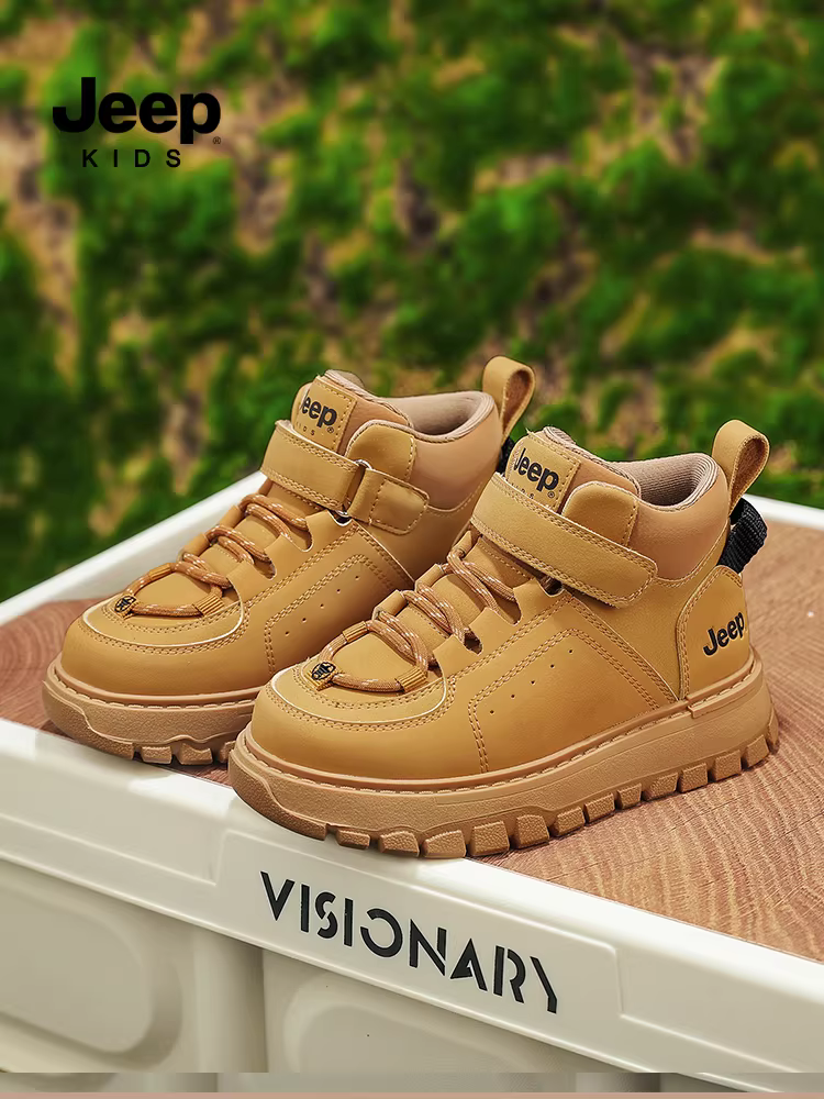 Giày thể thao trẻ em Jeep lót lông cừu mùa đông 2025, giày thể thao trẻ em cao cổ AJ, giày sneaker mùa thu đông, giày cotton bé gái