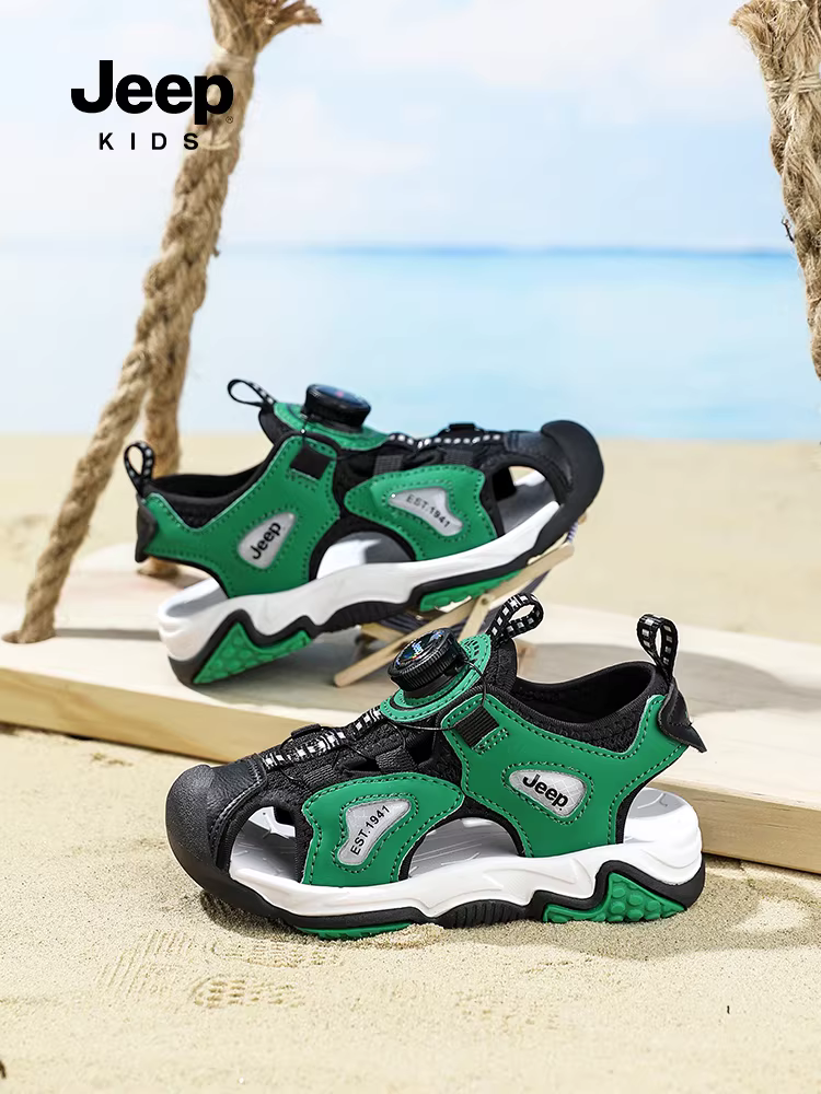 [Giảm giá thanh lý] Giày trẻ em Jeep Dép xỏ ngón dành cho trẻ em Giày thể thao ngoài trời mùa hè Giày đi biển có núm điều chỉnh dòng chảy