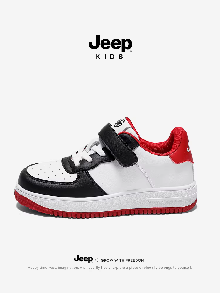Giày trẻ em Jeep đế mềm, giày trẻ em mùa xuân thu 2025 mới, giày thể thao trắng trẻ em, giày thể thao trắng cho bé lớn